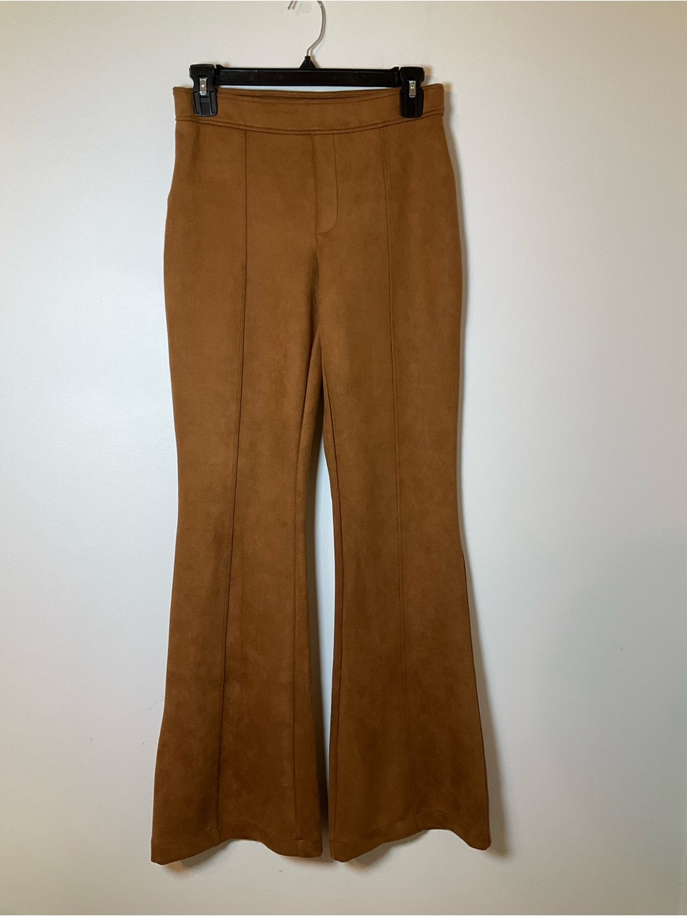 SPANX Faux Suede Flare Pants Brown Pull On Petite Medium